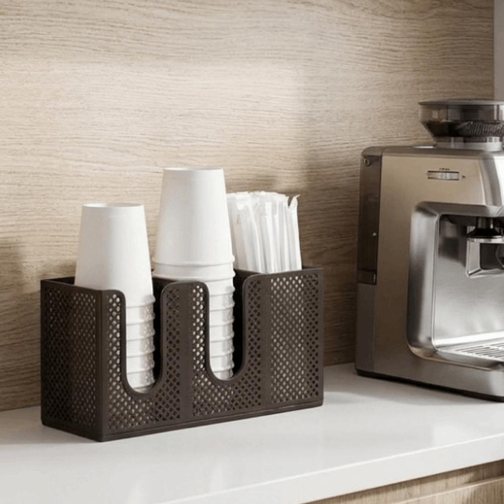 3 Girds Disposable Paper Cup Holder Plastic Detachable Design Coffee Cup Storage Rack Large Capacity Wall Mounted