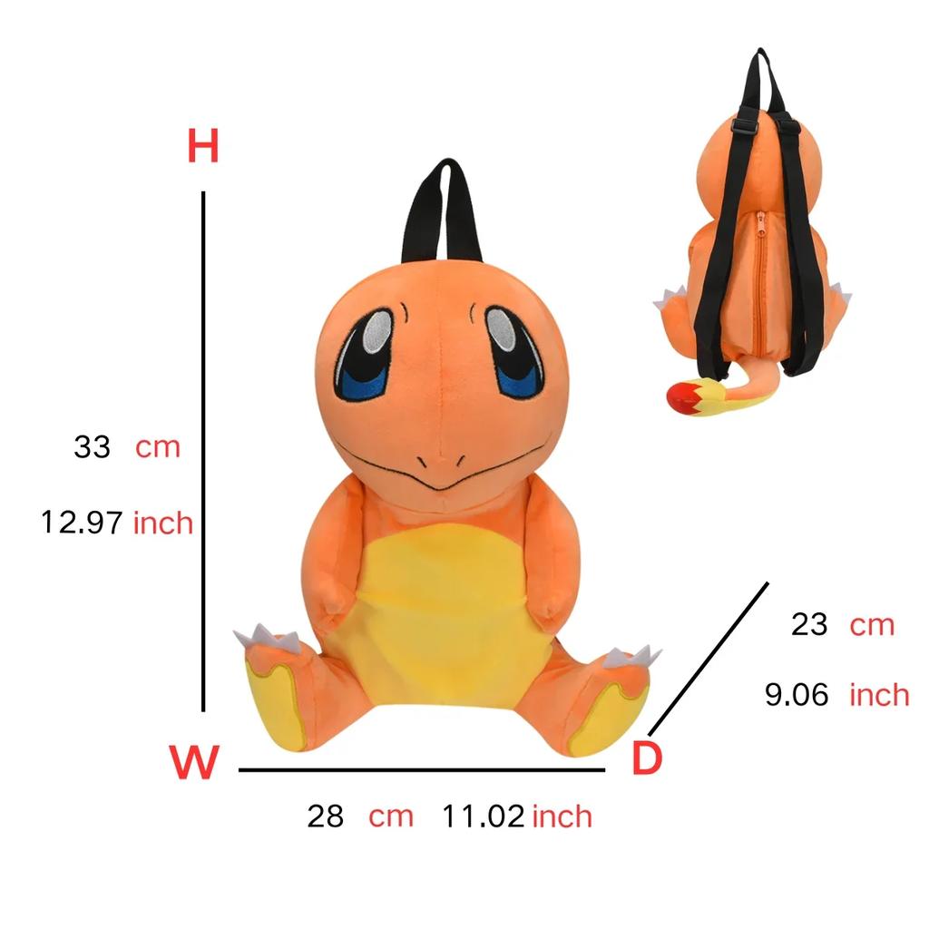 Gengar Mimikyu Eevee Snorlax Charmander Charizard Mew Rowlet Plush Backpack Stuffed Toys Shoulder Bag for Kids Gifts 12 INCH
