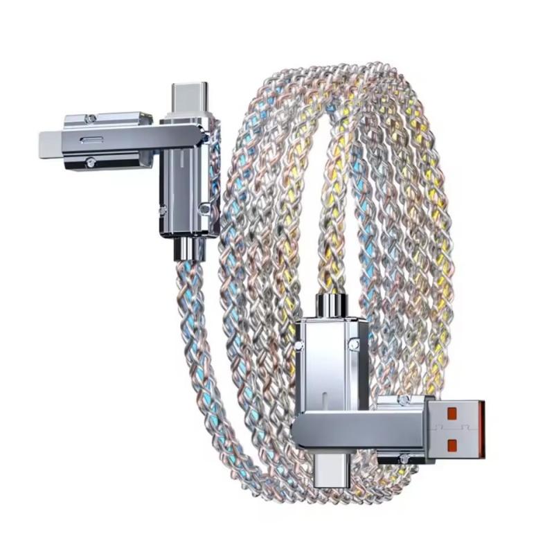 100W 4 In 1 Type C Cable Fast Charging Phone Charger Data Cord For iPhone Samsung Huawei USB C To USB C Quick Charge Wire