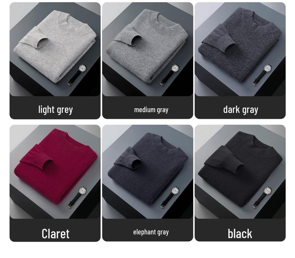 Men's 100% Pure Mountain Half-Cashmere High Neck Knit Sweater - Thickened for Autumn/Winter