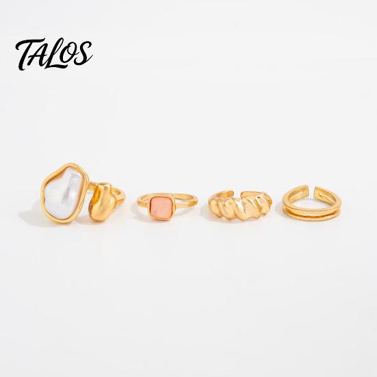 Zinc Alloy Rings 4Pcs Faux Baroque Pearl Toe Ring Set, Non Tarnish Open Women Feet Jewelry for Women, Adjustable Golden Plated Foot