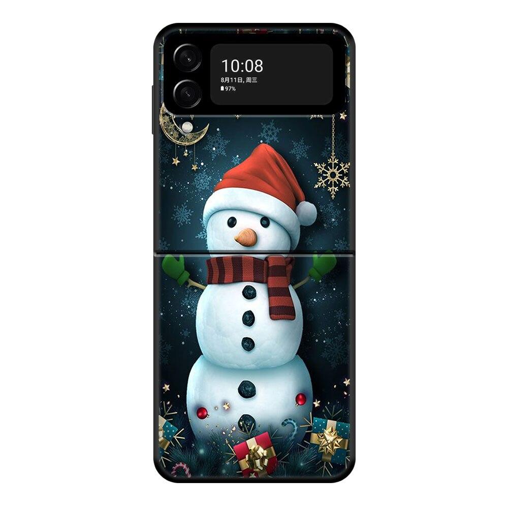 Süße Weihnachts-Schneemann-Telefonhülle für Samsung Galaxy Z Flip Z Flip3 5G Z Flip4 Harte PC-Mattschale