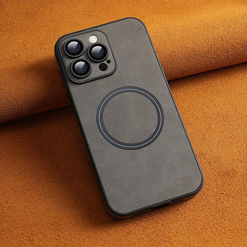 The Suede Leather Pattern of The Apple 15promax Phone Case Is Suitable for The IPhone14 Full Cover 13 Anti-drop 12/11 Leather Case