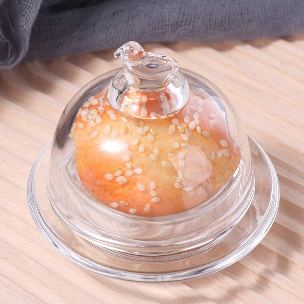 with Dust Cover Storage Tray Glass Dessert Plate Multi-Function Cake Display Plate  Fruit