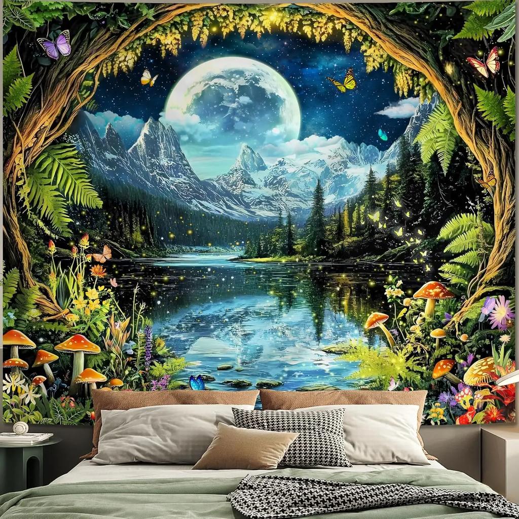 Butterfly Wall Hanging Spring Plant Floral Butterfly Tapestry for Living Room Party Beach Picnic Blankets Tablecloths Wall Decor