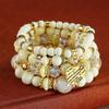 Multi-layer wooden bead beaded bracelet women's elastic rope bracelet
