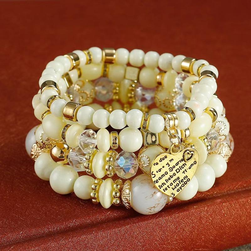 Multi-layer wooden bead beaded bracelet women's elastic rope bracelet