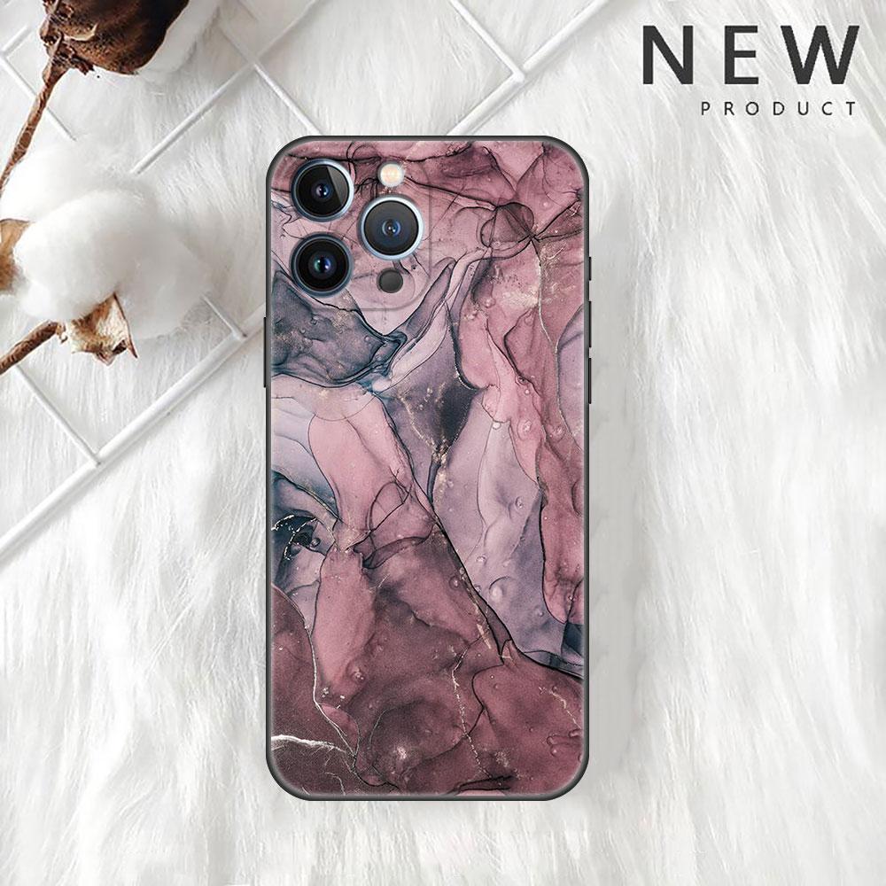 Case For Apple iPhone 11 13 12 14 Pro 7 Plus XR X XS Max 6 6S 13Pro SE 2022 Black Silicone Phone Funda Marble Pattern