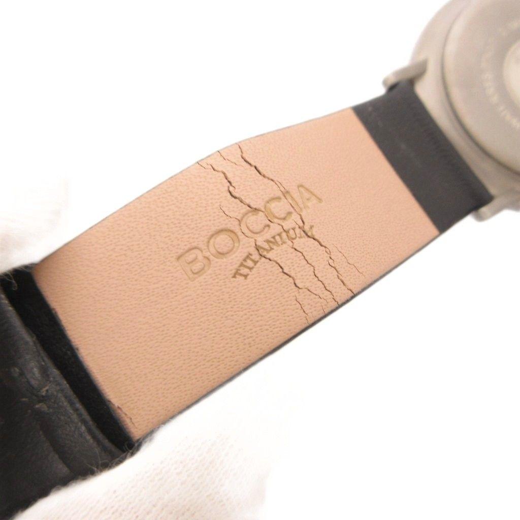 Used BOCCIA Titanium Watch 3547-01 Quartz Analog with Calendar Titanium Dial Gray Black /TQ