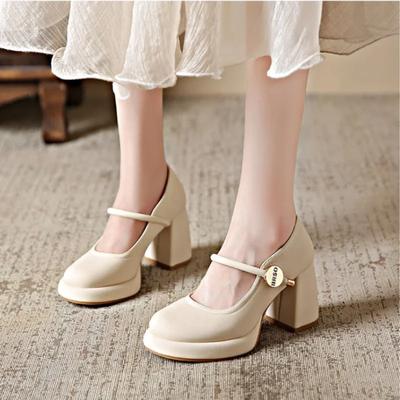 Shoes for Woman  with Medium Heels Gothic Women's Summer Footwear Japanese Style Lolita Pearl Round Toe Mary Jane Platform