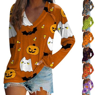 Γυναικείο Μακρυμάνικο T-shirt Λαιμόκοψη V Αποκριάτικη Εκτύπωση Καθημερινό Τοπ