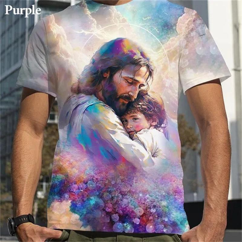 Christian Mother Of God Virgin Mary 3D Printed T Shirt Jesus Cross God Cross Jesus Loves All Christian Unisex Casual S