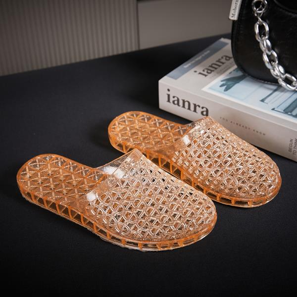

Fashion Shoes Ladies Slippers Luxury Slides Loafers Cover Toe Fretwork Heels Jelly Flip Flops Designer Soft Summer Flat Glitter 35