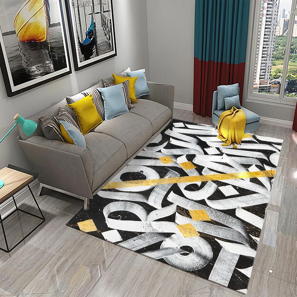 3D Letter Art Carpet Kitchen Bathroom Entrance Door Anti-Slip Mat Carpet Doormat Living Room Bedroom Home Decor Floor Mats Rug