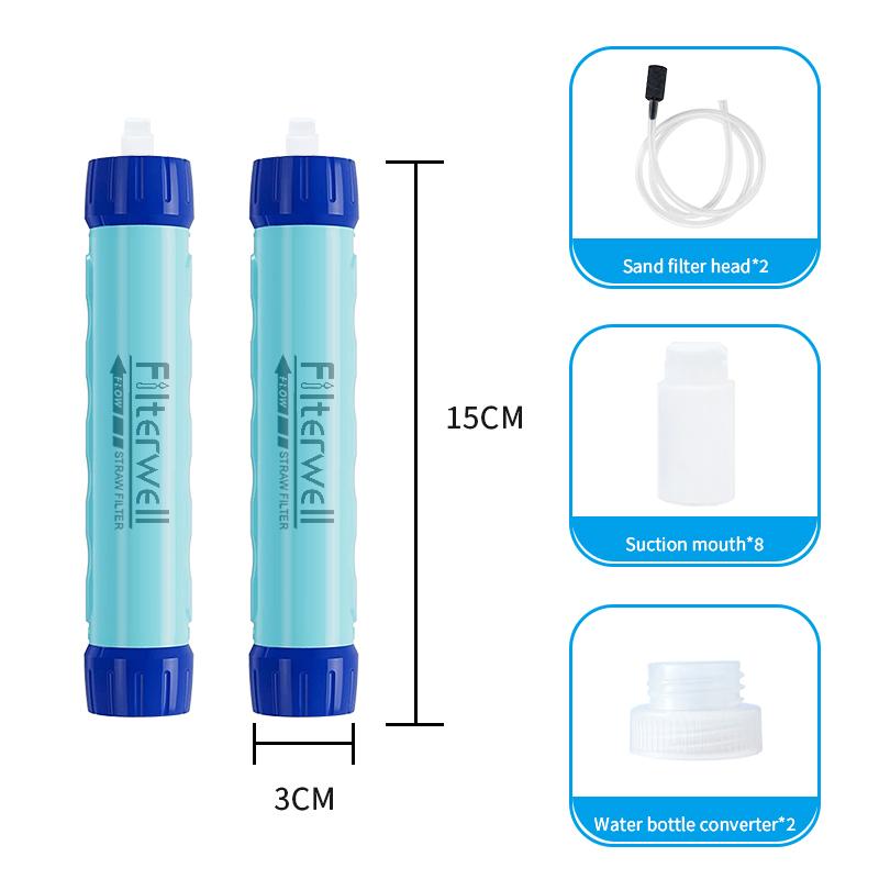 Filterwell Small Outdoor Water Filter Straw Personal Drinking Purifier System For Survival Gear Travel Camping Hiking