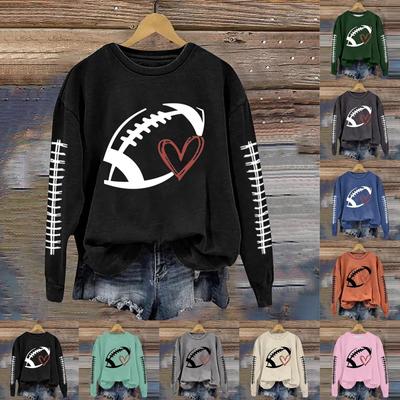 Women's Fashion Casual Long Sleeve Printed Round Neck Sweater Top