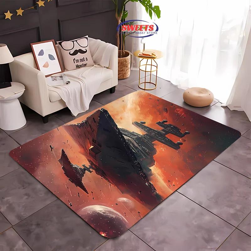 Military Battleship Theme Carpet, Battleship Spaceship Print Living Room Bedroom Mat,Modern Style Rug Battleship Lovers Gift Mat