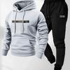 Conjunto deportivo de 2 piezas para hombre: Sudadera con capucha y cremallera Pantalones de chándal Forro polar cálido Ajuste holgado Casual para correr