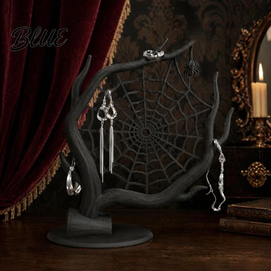 Spider Web Jewelry Rack 3D Printed Decoration Tree Organizer Holder Holder Earrings Rings Bracelets Storage Display Stand Halloween Party
