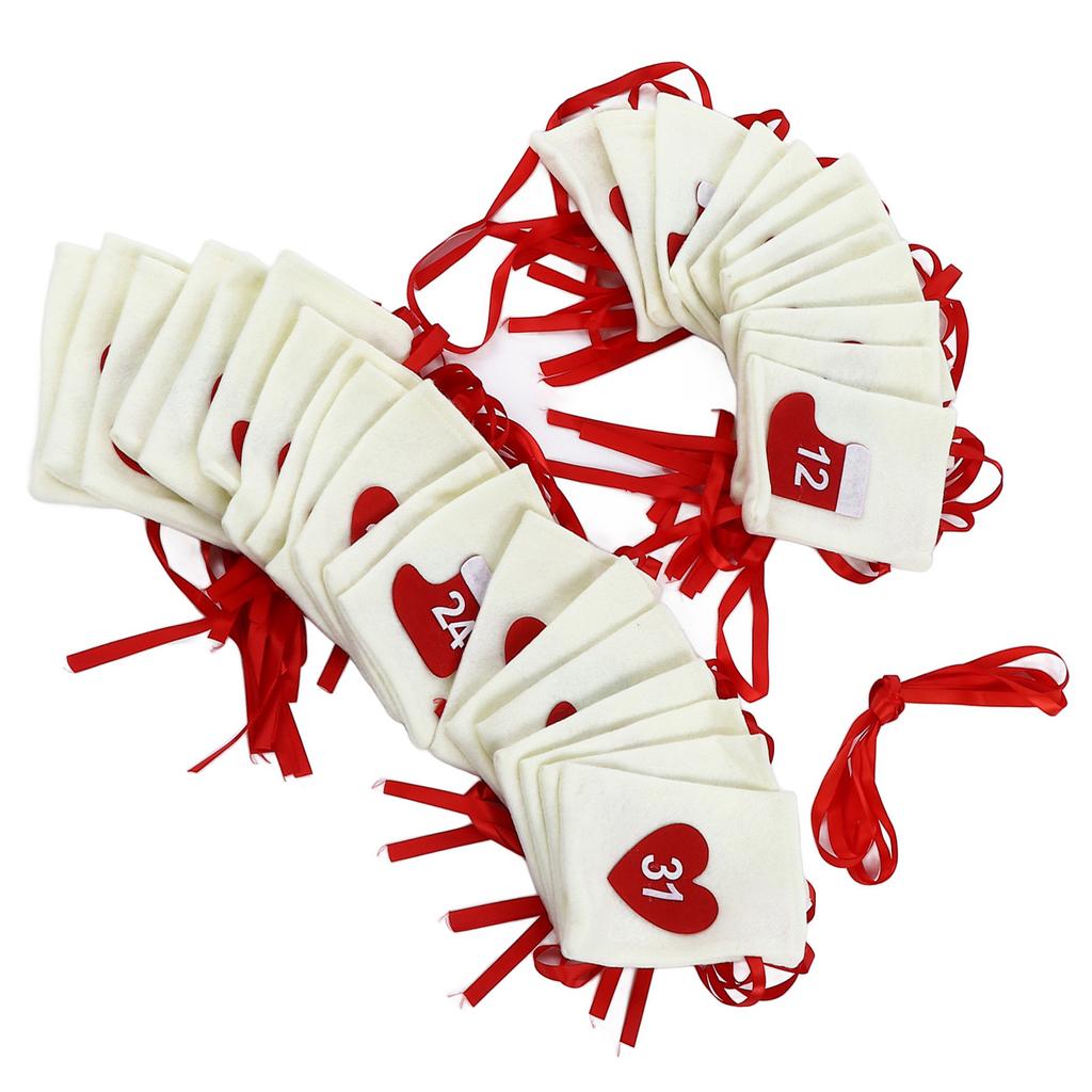 Christmas Advent Calendar Bags 31 Days Hanging Countdown Felt Gift Pockets for Party Festival Decoration