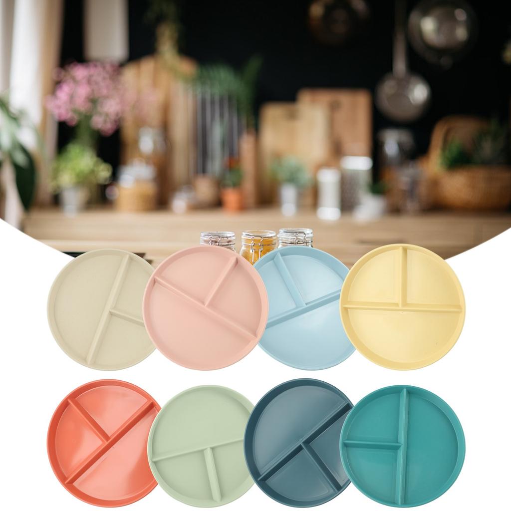 Divided Plate 3 Compartment Reusable Fruit Salad Food Dinner Tray Dinnerware