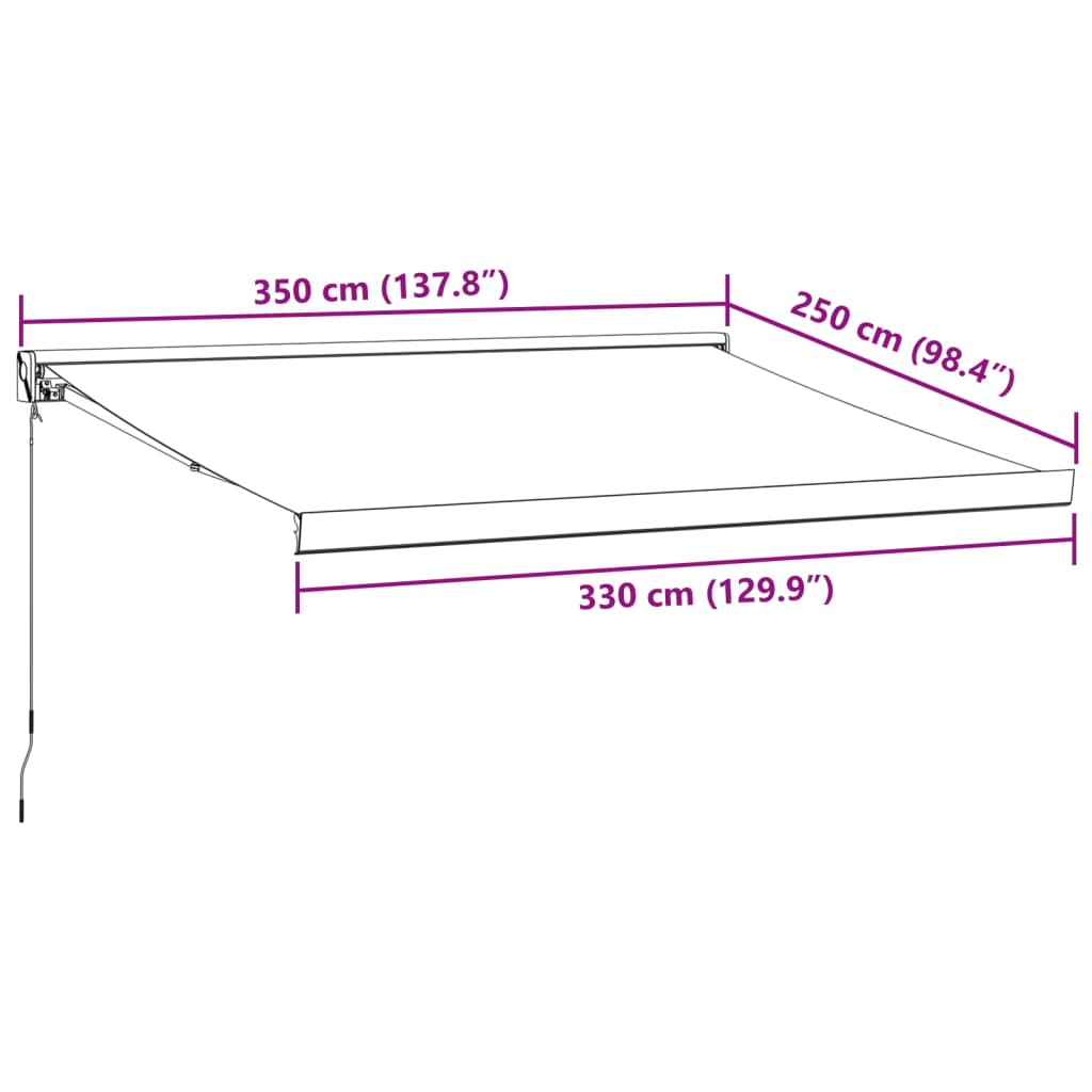 Retractable Awning Anthracite & White 3.5 X 2.5 M Fabric & Aluminum