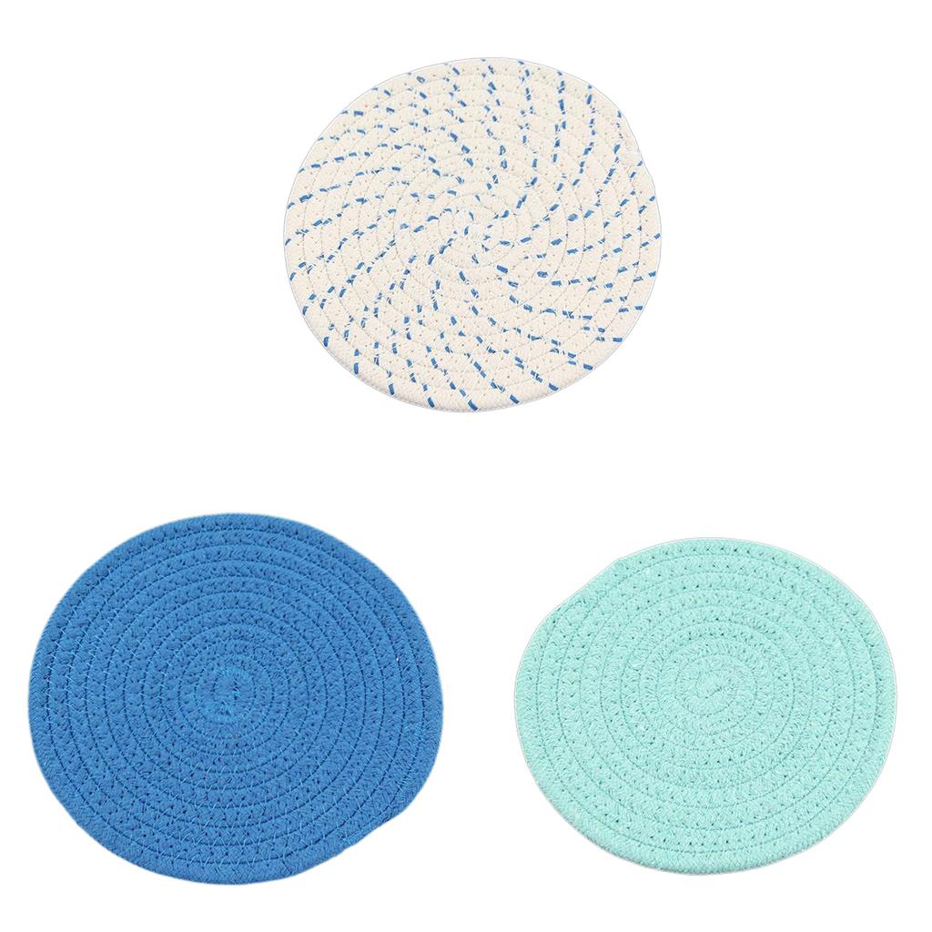 1/3pcs  Cup Mat Cotton Thread Woven Coaster Round Placemats Drink Hot Pads Mats Absorbent Scald-Proof Drink Coaster