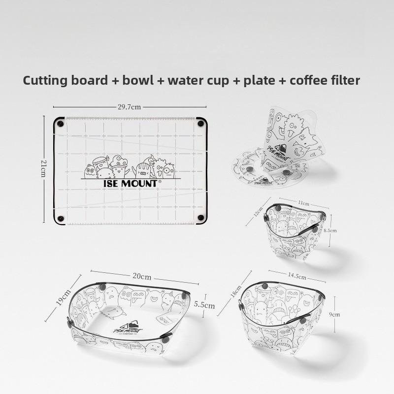 

1 набор Переносная Миска Уличная Ультралегкая Обеденная Тарелка Воронка для Кофе Фильтр Кружка для Воды Многоцелевой Комбинированный Набор Посуды