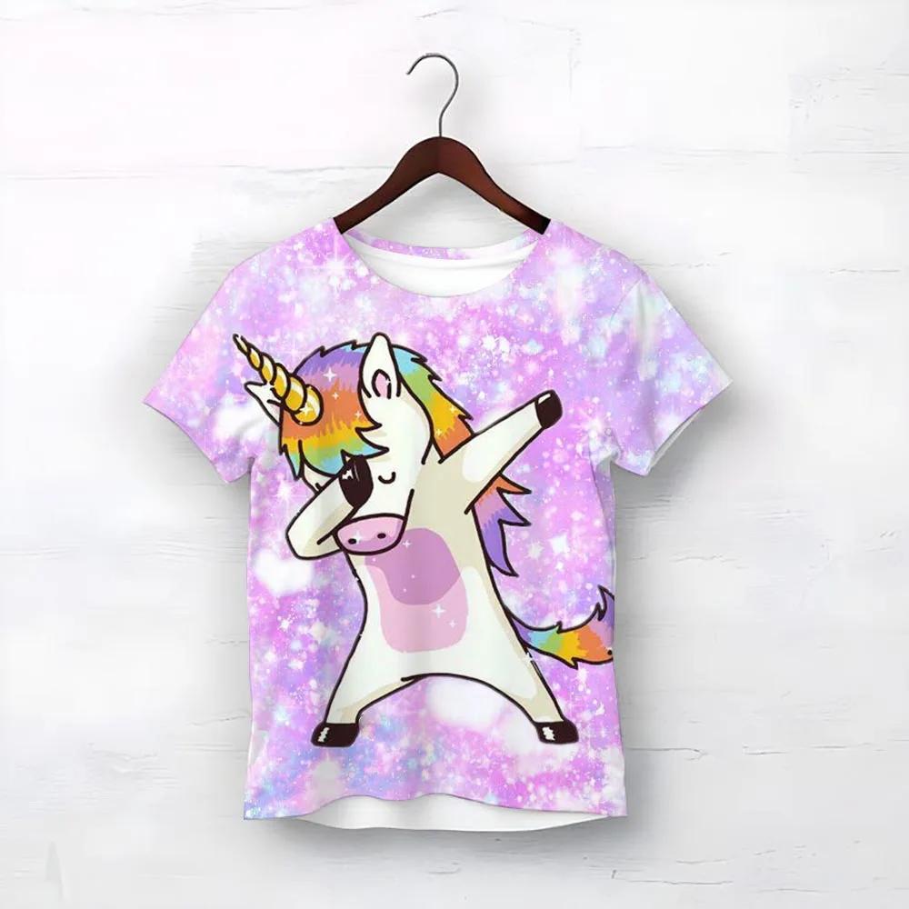 Vysoce kvalitní tričko Smile Unicorn Růžová trička pro dívky Léto 2025 Dětské oblečení Nejlepší dárek k narozeninám pro miminko Dětské topy