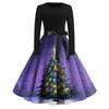 Women's Fashion Casual Round Neck Christmas Print Long Sleeve Dress