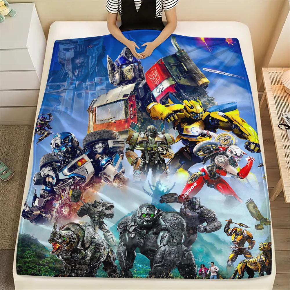 1Pc Transformer Robot Print Flannel Blanket, High Quality Comfortable for All Seasons, Home Decor, Warmth and Comfort, Perfect for Christmas Gifts
