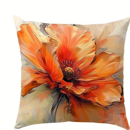 Lebendiges Orange Mohnblumen Muster Kissenbezüge Kissenbezug Geeignet für Sofa Schlafzimmer Auto Kissenbezug