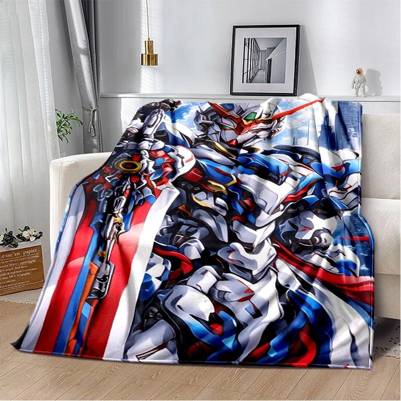 HD Robot GUNDAM Cartoon Soft Flannel Blanket for Bed Bedroom Sofa Picnic,Throw Blanket for Cover Office Christmas Gift Kids