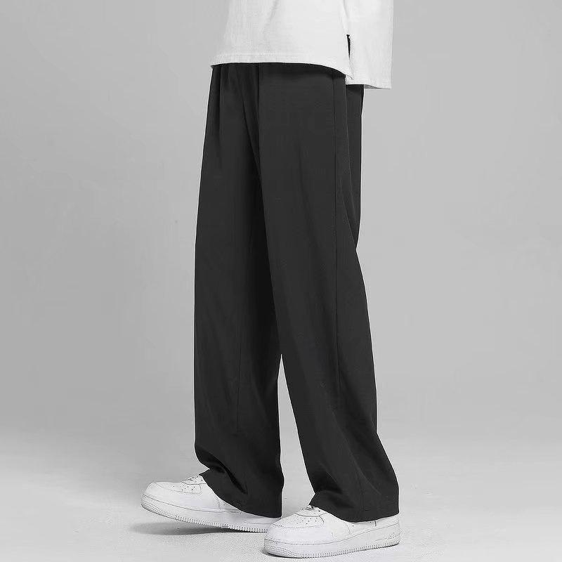 Men Summer Ice Silk Casual Pants With Drawstring Waist For Youth Comfort Fit