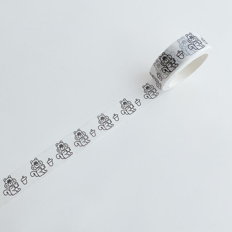 5m Washi Tape Korean Ins Style Charlie Cute Brown Bear Dog Decorative Paper Tape for Journaling Scrapbooking