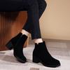 Autumn thick heel large size temperament British short Martin boots round head European and American suede medium heel short boots women