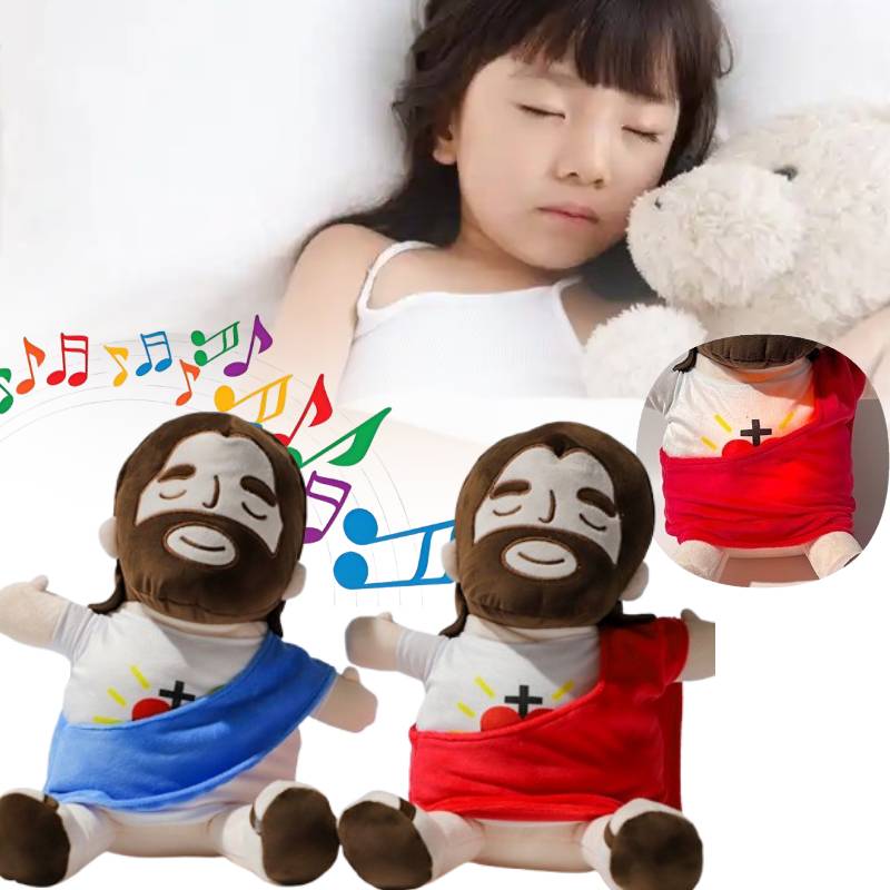 Plush Relief Anxiety Toys Jesus Breathing Musical Soothing Doll Sleep Toy Gift