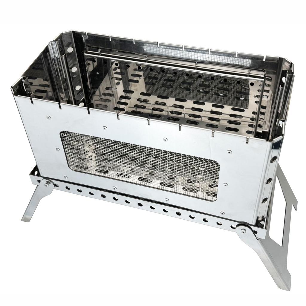Solotour Fire Pit with Secondary 4 Stainless Compact and Includes Storage Storage Size 41x23x8 Combustion, Trivets, Steel, Portable, Bag, / 4.5kg
