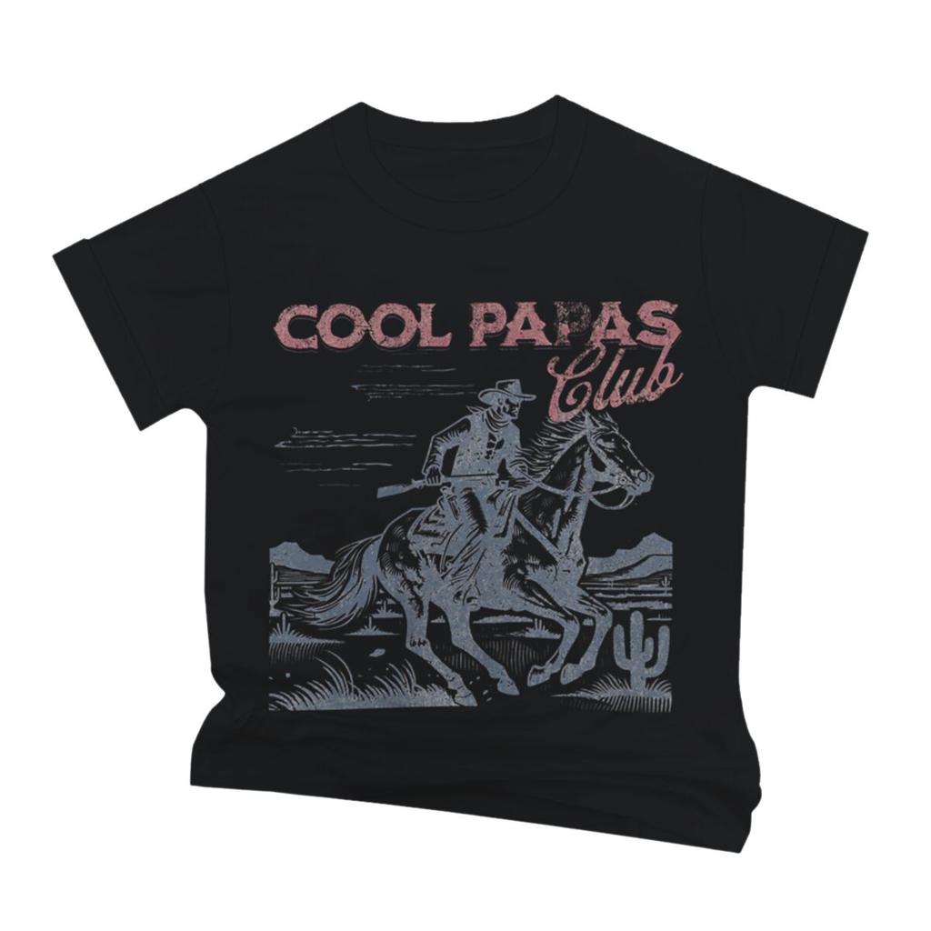Cool Papa Club Print T Shirt For Unisex Crew Neck Short Sleeve Vintage Cowboy Fathers Day Streetwear Male Tshirts