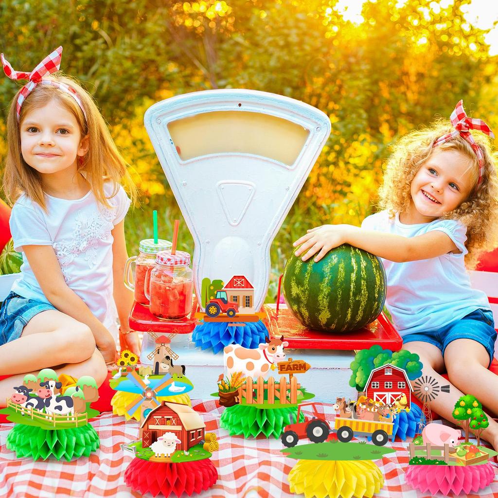 Farm Honeycomb Ceterpieces, 9 Pcs Farm Animals Honeycomb Decorations Farm Animal Party Centerpieces