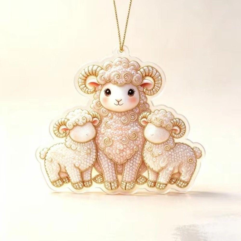 2D Flat Goat Hanging Ornament Set Shining Animal Hanging Decoration  Holiday Party Decor