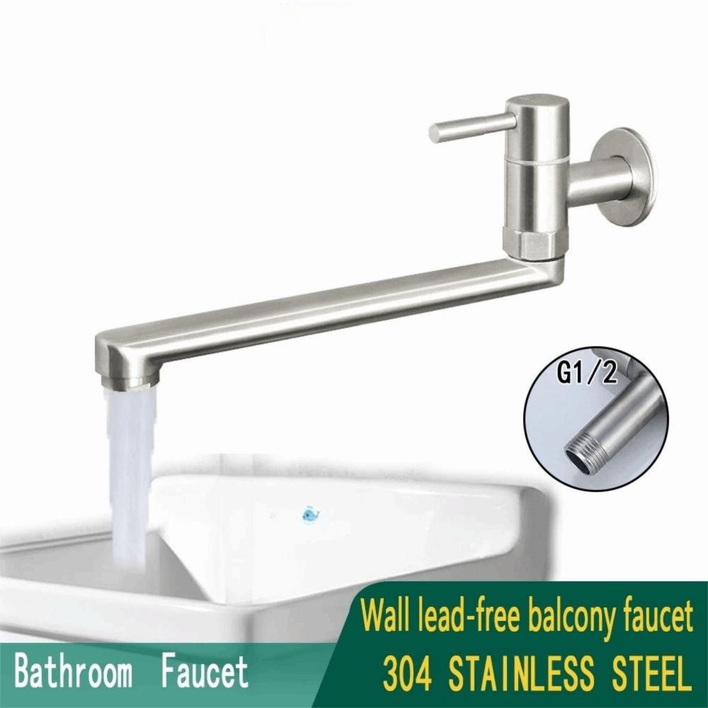 180° Rotation Kitchen Faucet Lengthened Outlet Stainless Steel Sink Tap  Bathroom Use
