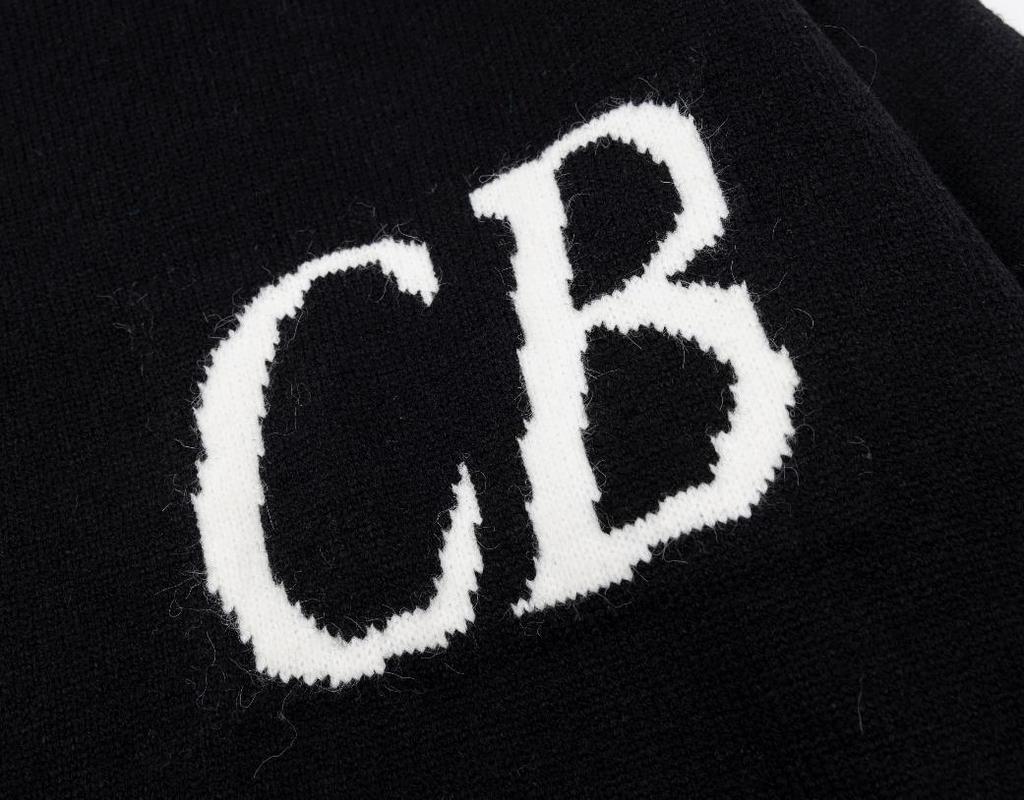 Trendy Unisex CB Logo Jacquard Knit Pullover Sweater