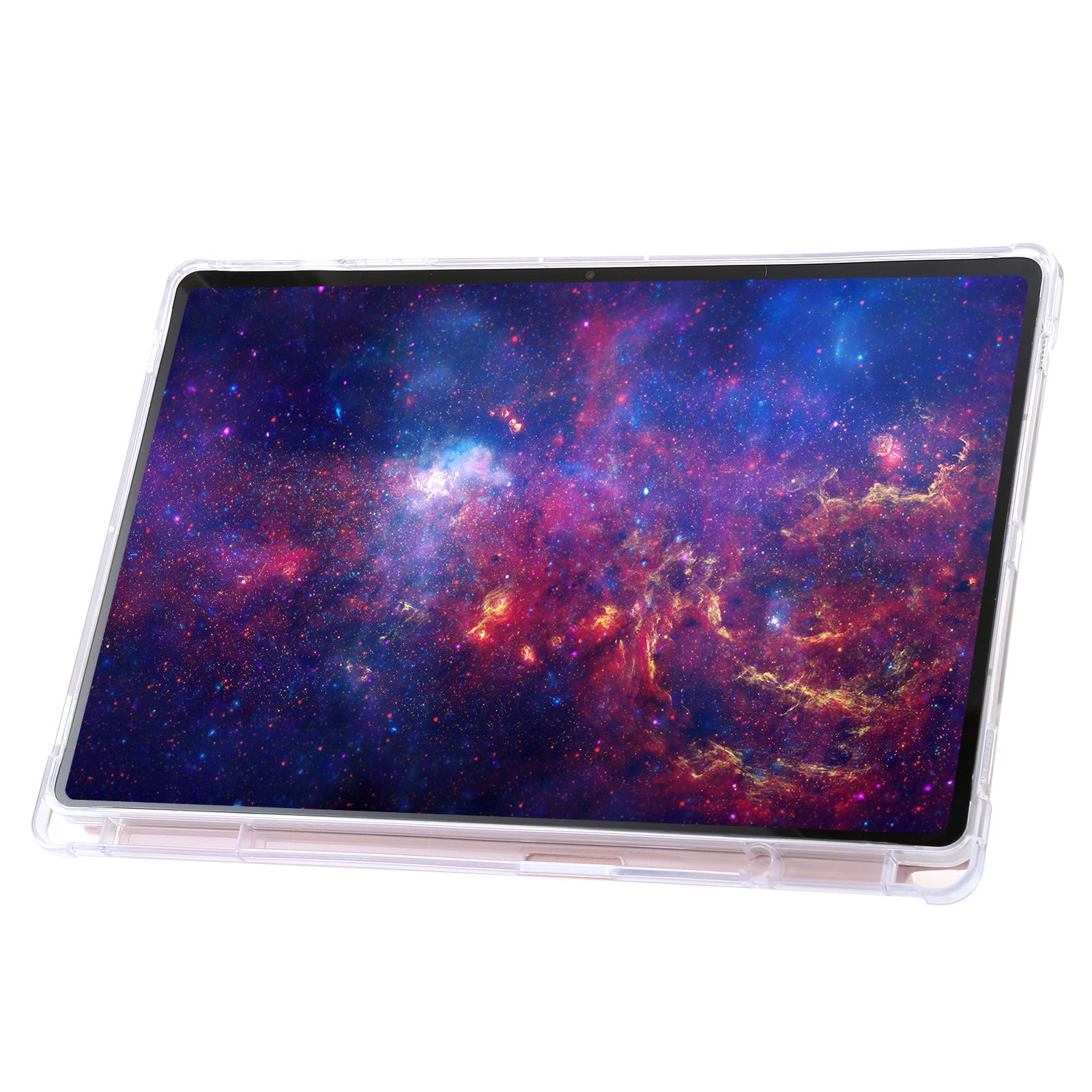 

For Samsung Galaxy Tab S9+ Origami Tri-fold Stand Cover PU Leather+Acrylic+TPU Auto Wake/Sleep Tablet Case Pink