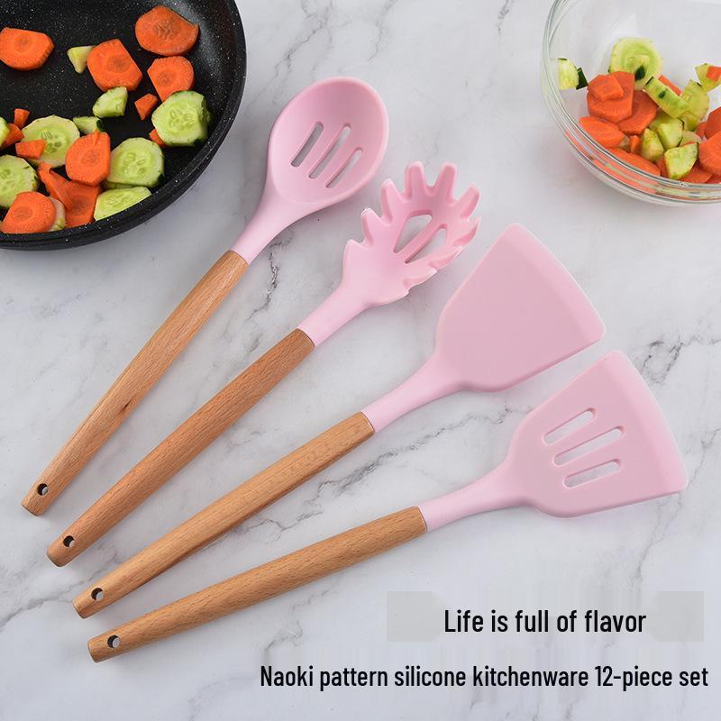 Conjunto de utensílios de cozinha de silicone com 12 peças: Espátulas Resistentes ao Calor e Espátulas para Refogar