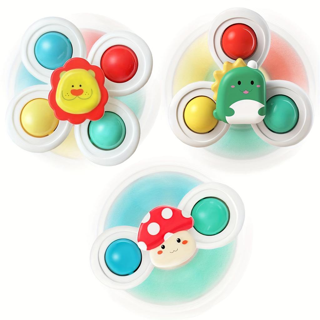 3PCS Suction Cup Rotating Toy for Baby Hand-eye Coordination Educational Training, Bath & Travel Toy, Birthday Christmas Gift