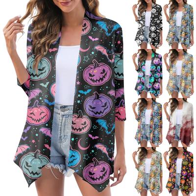 Dámska módna ležérna útulná halloweenska kardigánová bunda