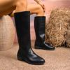 Retro Low-heeled Knight Boots 2025 Winter New British Style Sleeves Are No More Than Knee-length Boots for Women