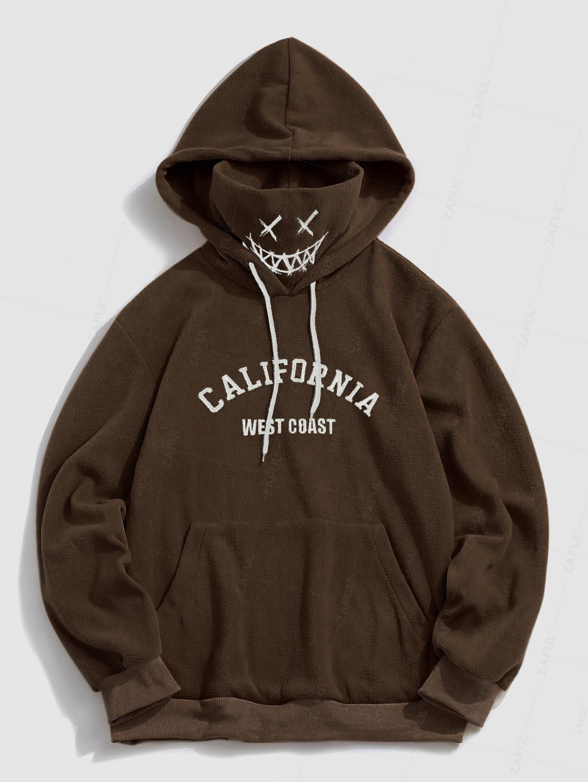 

Толстовка с капюшоном из флиса с вышитым винтажным графическим принтом ZAFUL Letter S коричневый