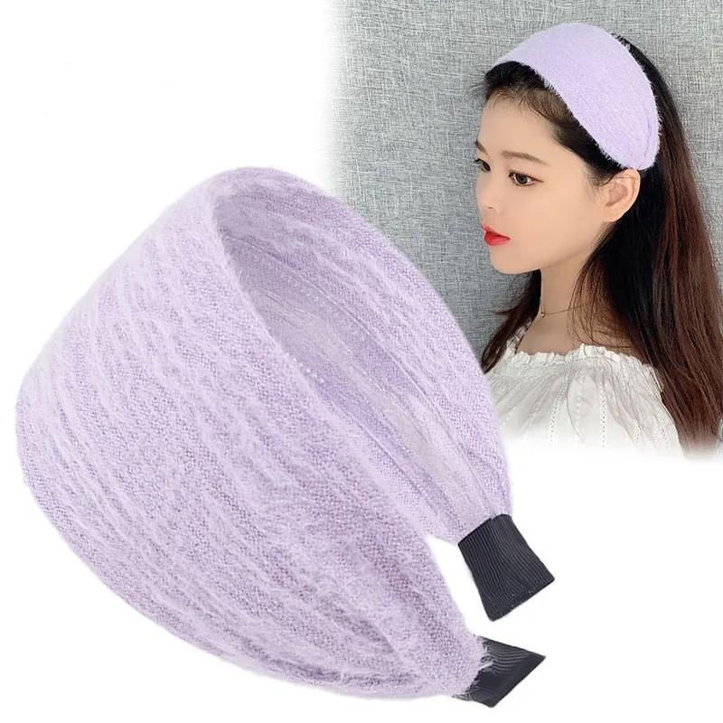 Autumn and Winter Wide-Brimmed Wool Headband Female Elegant Graceful Toothed Hairpin Warm  Accessories Hair Bands for Women